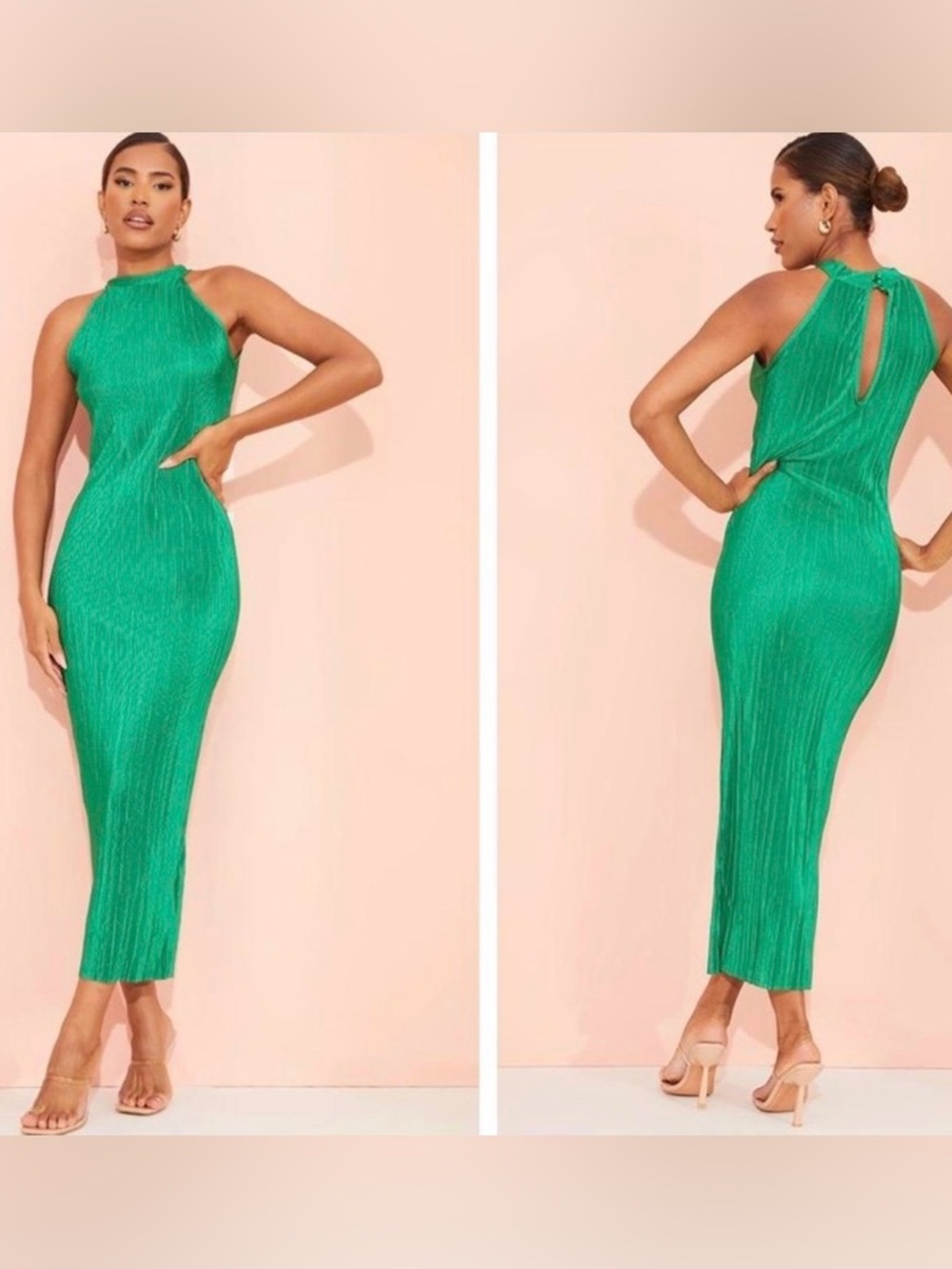 PrettyLittleThing Emerald Green Halter Maxi Dress